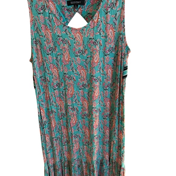 Ellen Tracy Sleeveless Paisley Dress | Size Large | Keyhole Back - Picture 4 of 11